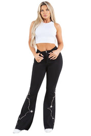 Women's High-Rise Black Bell Bottom Jeans