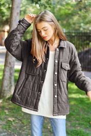 Women's Casual Quilted Pocket Shacket