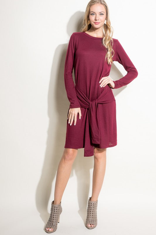 Women's Casual Mini Dress with Tie Front Detail