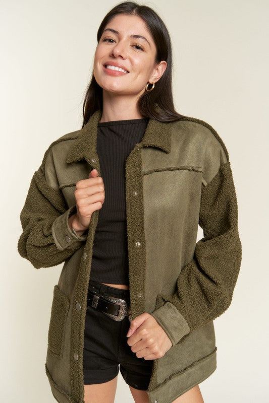 Women's Oversized Faux Fur Suede Jacket