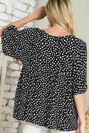 Women's Loose Fit Dot Print Kimono Sleeve Top