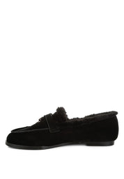 Women's Formal Suede & Faux Fur Flat Loafers