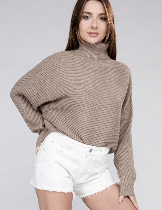 Viscose Dolman Sleeve Turtleneck Sweater