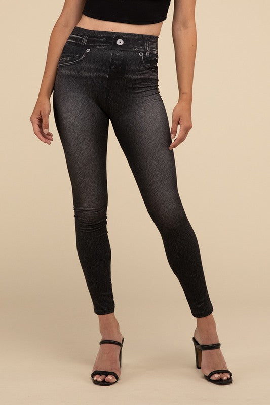 Women's High-Rise Fitted Denim Leggings