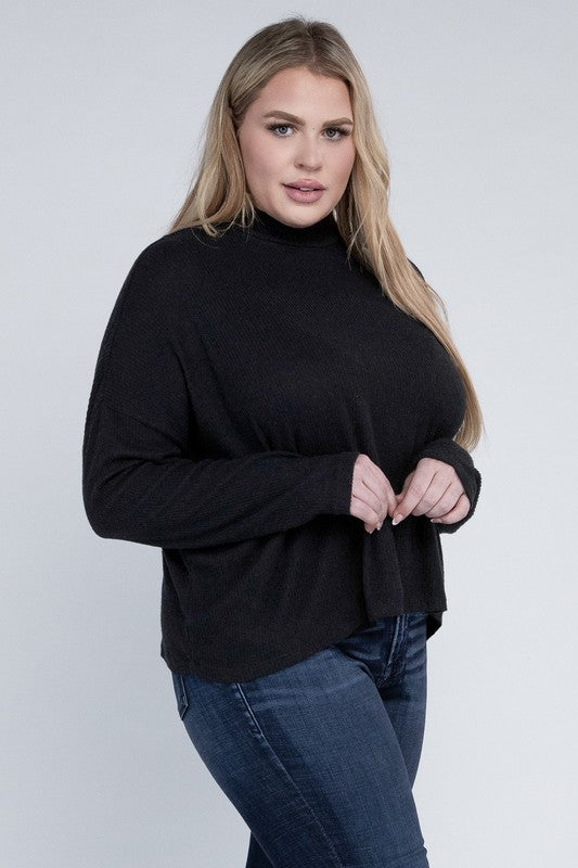 Plus Size Casual Drop Shoulder Long Sleeve Top