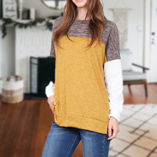 Women's Three Color-Block Tunic Top