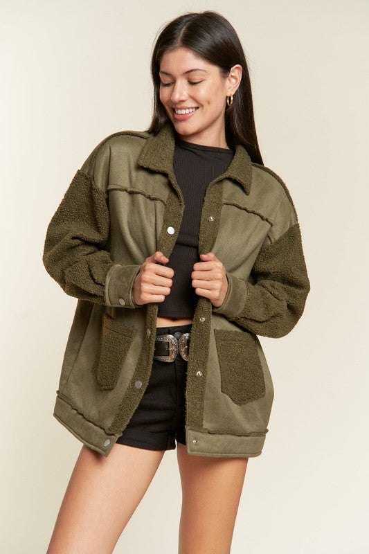 Women's Oversized Faux Fur Suede Jacket