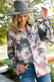 Women's Loose Fit Tie Dye Button Down Shirt