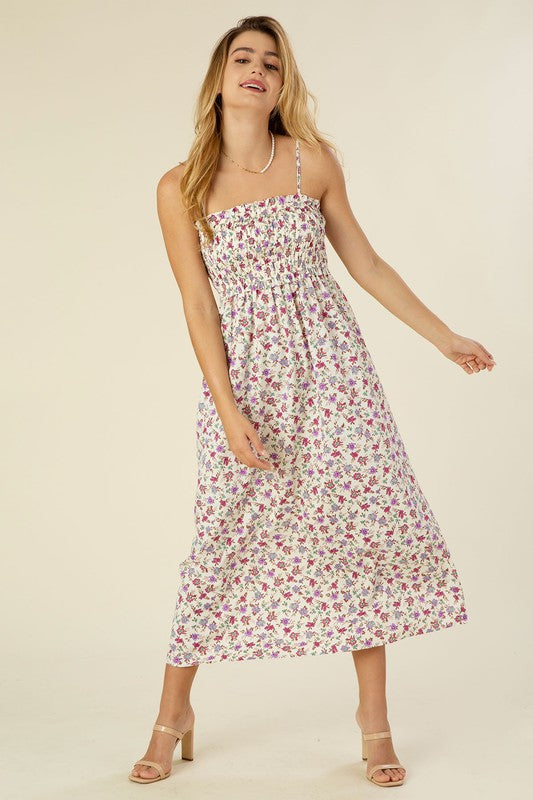 Women's Floral Print Smocked Cami Maxi Dress