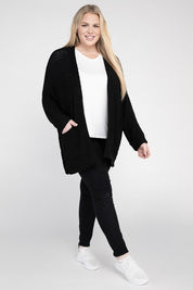 Women's Plus Size Ribbed Knit Oversized Cardigan