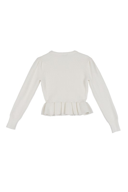 Women's Puff Sleeve Peplum Sweater Top