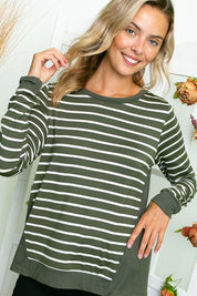 Women's Relaxed Fit Stripe and Solid Mix Top