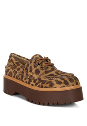 Women's Formal Leopard Print Suede Oxford Loafers