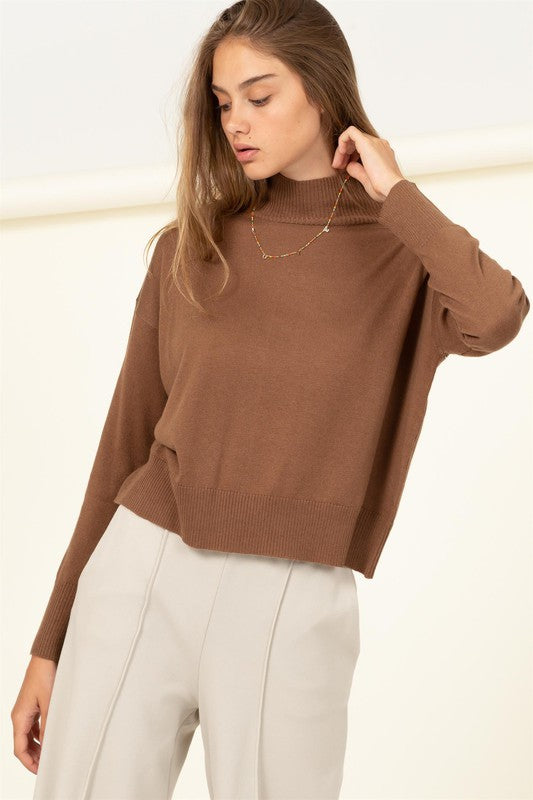 Women's Cozy High-Neckline Relaxed Sweater