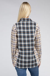 Women's Plaid Patchwork Long Sleeve Shirt