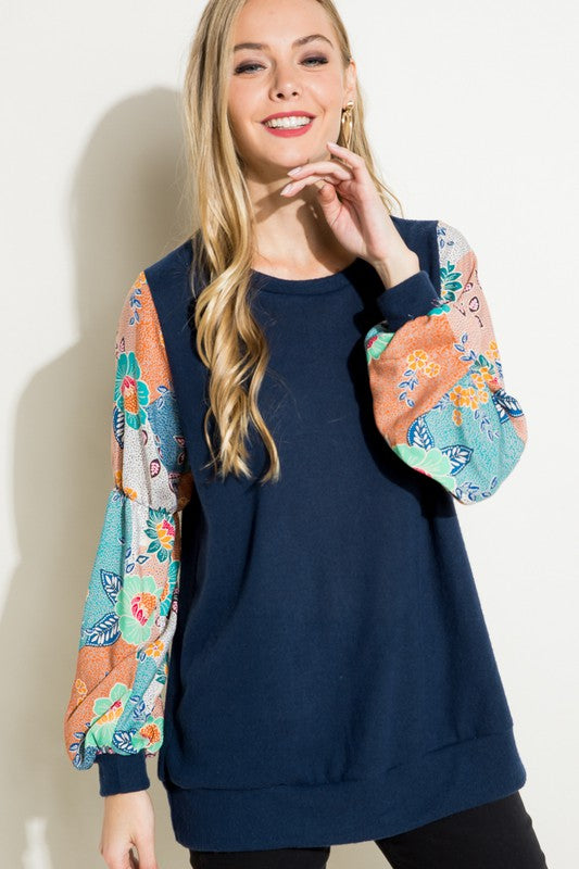 Women's Relaxed Floral Mix Tunic Top