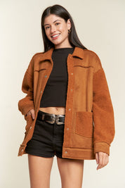 Women's Oversized Faux Fur Suede Jacket