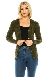 Women's Casual Open Front Knit Cardigan with Pockets