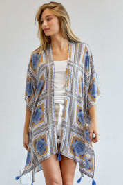 Women's Printed Short Sleeve Kimono