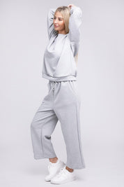 Women's Casual Jacquard Fabric Top and Pants Set