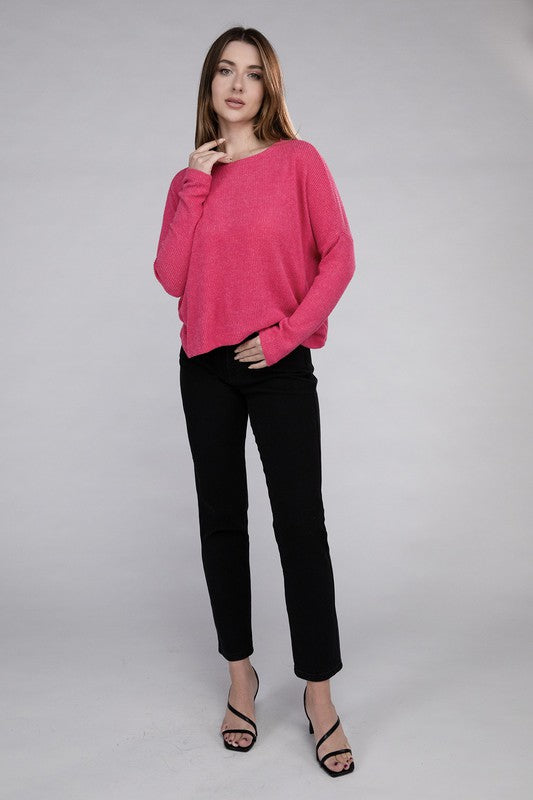 Women's Cozy Ribbed Dolman Long Sleeve Sweater