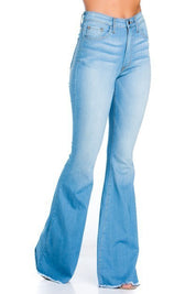 Women's High Rise Light Blue Bell Bottom Jeans