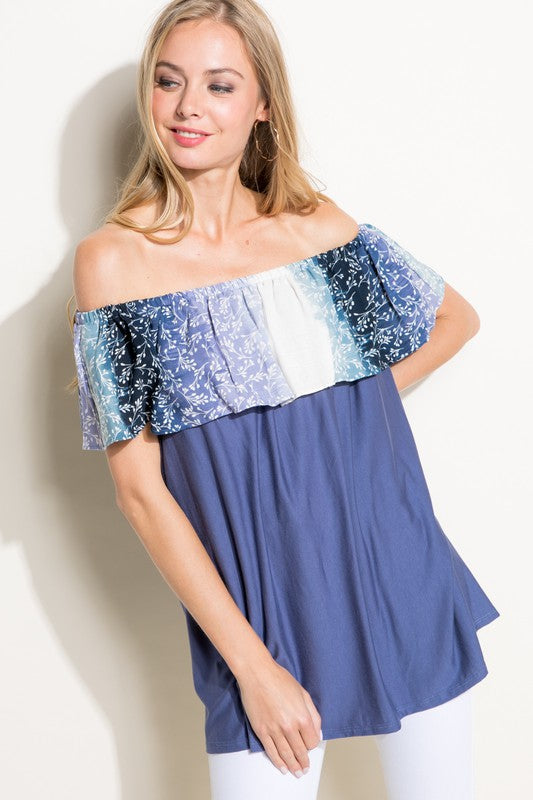 Women's Ombre Tie Dye Off Shoulder Top