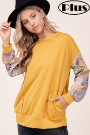 Women's Casual Floral Mixed Long Sleeve Top