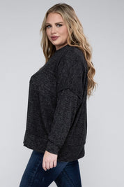 Plus Size Oversized Melange Drop Shoulder Sweater