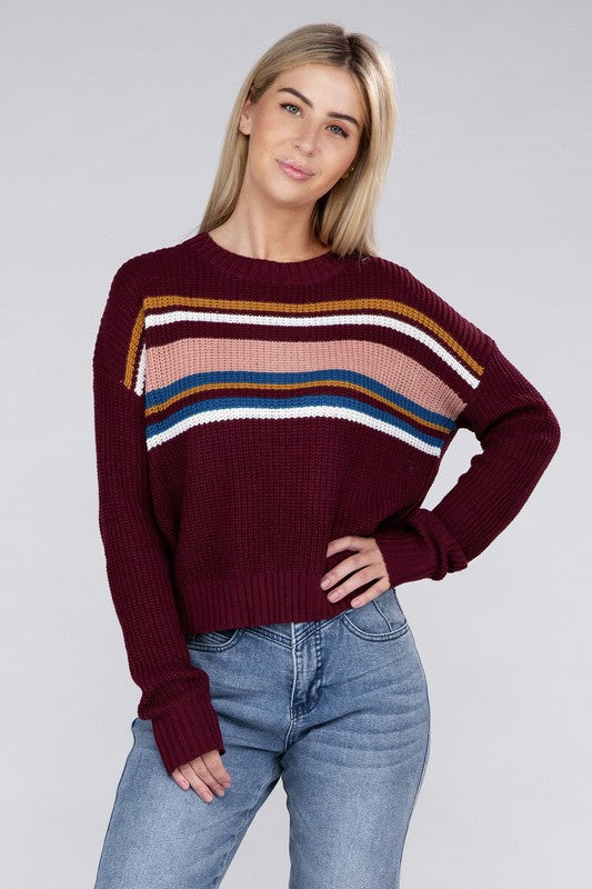 Women's Striped Crewneck Pullover Sweater