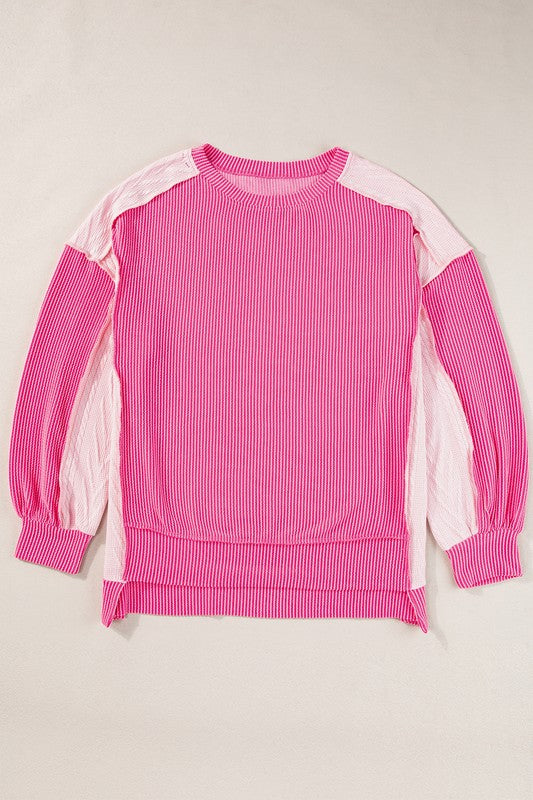 Women's Colorblock Knit Sweatshirt with Exposed Seams