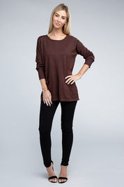 Women's Relaxed Viscose Sweater with Front Pockets