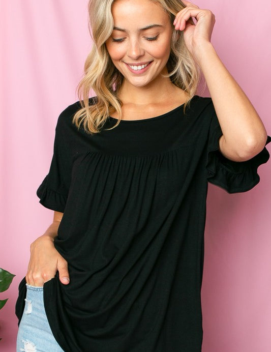 Women's Ruffled Short Sleeve Baby Doll Top