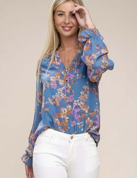 Women's Floral Chiffon Blouse