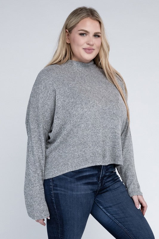 Plus Size Casual Drop Shoulder Long Sleeve Top