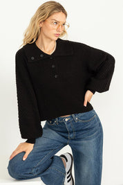 Women's Oversized Wide Collar Button Front Sweater