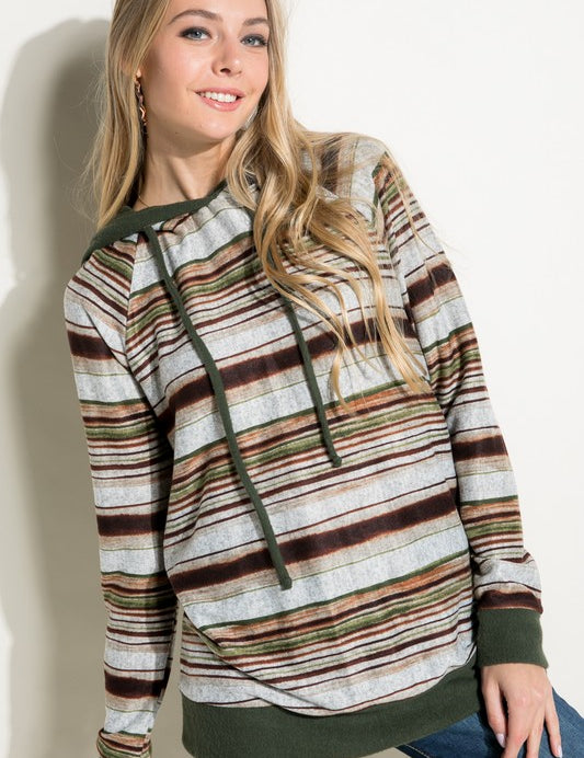 Women's Casual Multi Stripe Sweatshirt