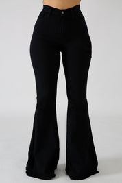 Women's High Rise Black Bell Bottom Jeans