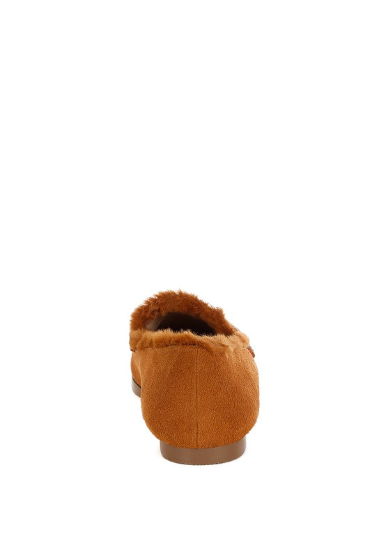 Women's Formal Suede & Faux Fur Flat Loafers