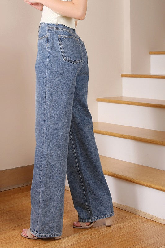 Women's High Waisted Relaxed Straight Denim Jeans