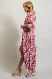 Women's Bohemian Floral High and Low Maxi Dress