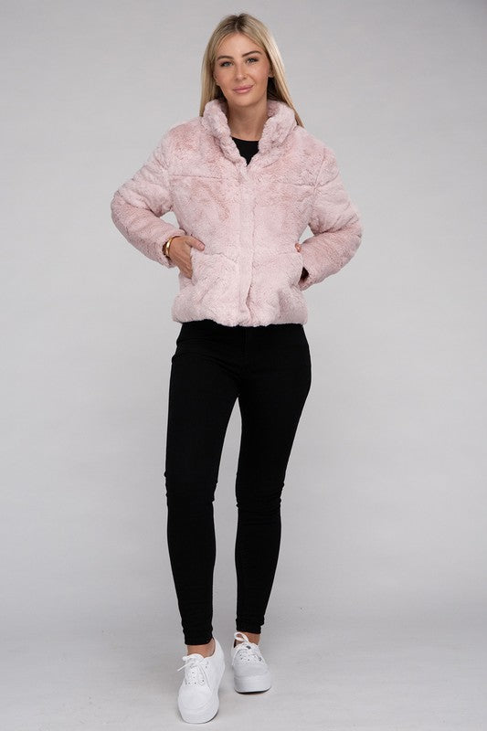 Women's Cozy Fluffy Zip-Up Jacket