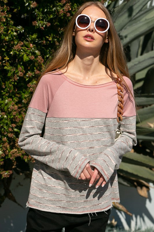 Women's Casual Stripe and Solid Mixed Sweatshirts