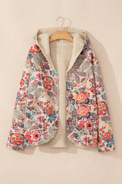 Women's Hooded Floral Sherpa Lined Jacket