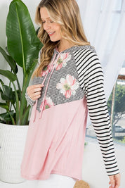 Plus Size Floral Stripe Mix Sweatshirts