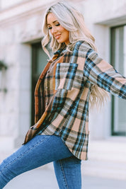 Women's Long Sleeve Plaid Button-Up Shirt with Pockets