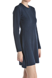 Women's Cable Knit Flared Mini Sweater Dress