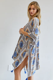 Women's Printed Short Sleeve Kimono