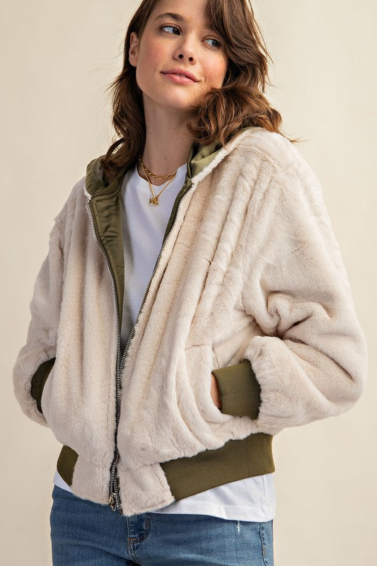 REVERSIBLE ALL WEATHER FUR LINED BOMBER JACKET