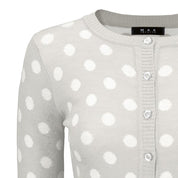 Women's Polka Dot Jacquard 3/4 Sleeve Cardigan Sweater